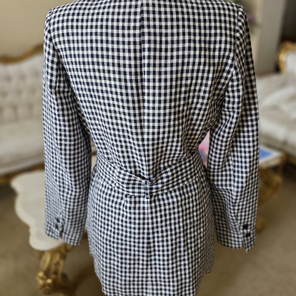 Reformation Black and White Gingham Linen Blazer - Picture 3 of 8